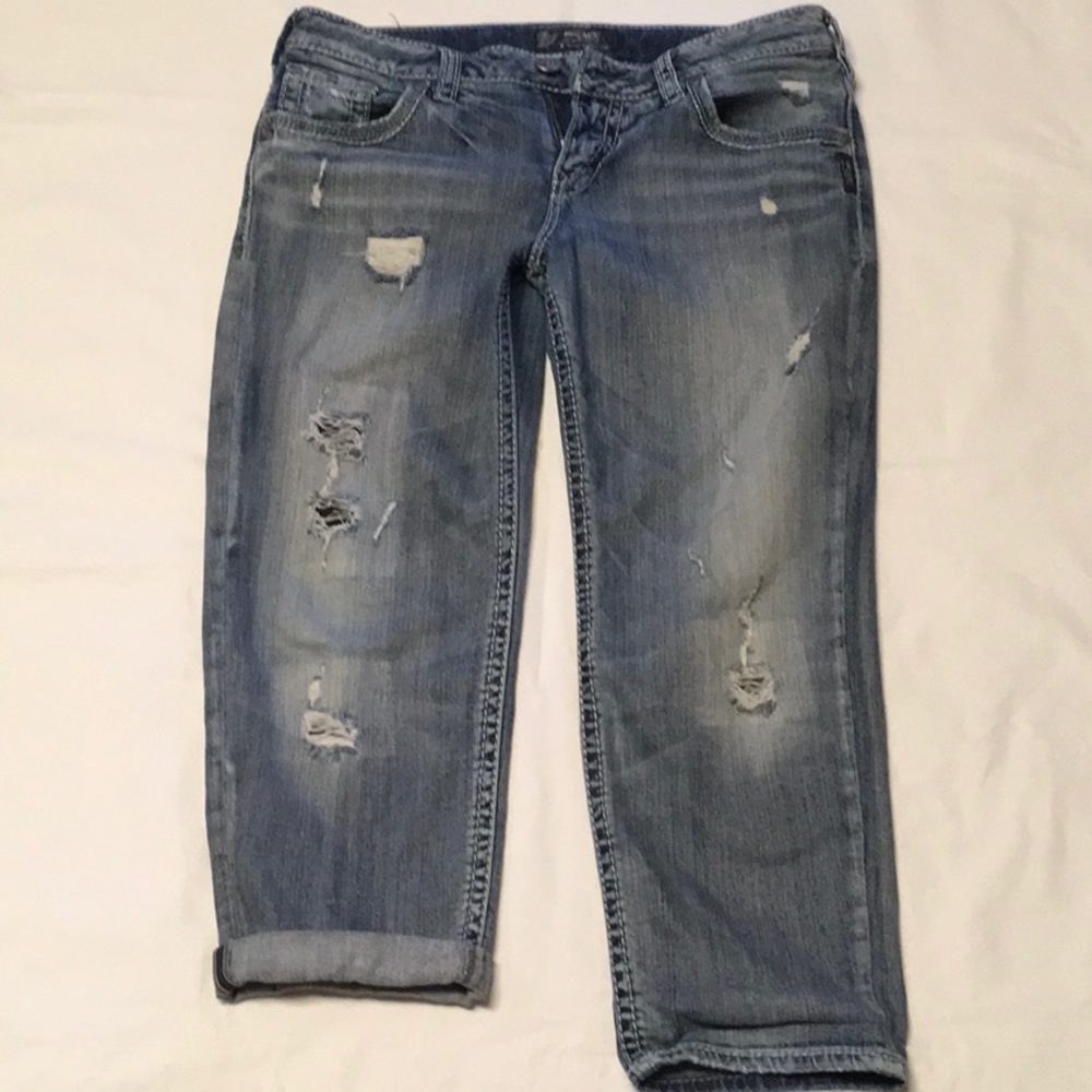 Silver Aiko Capris. See description and photos.